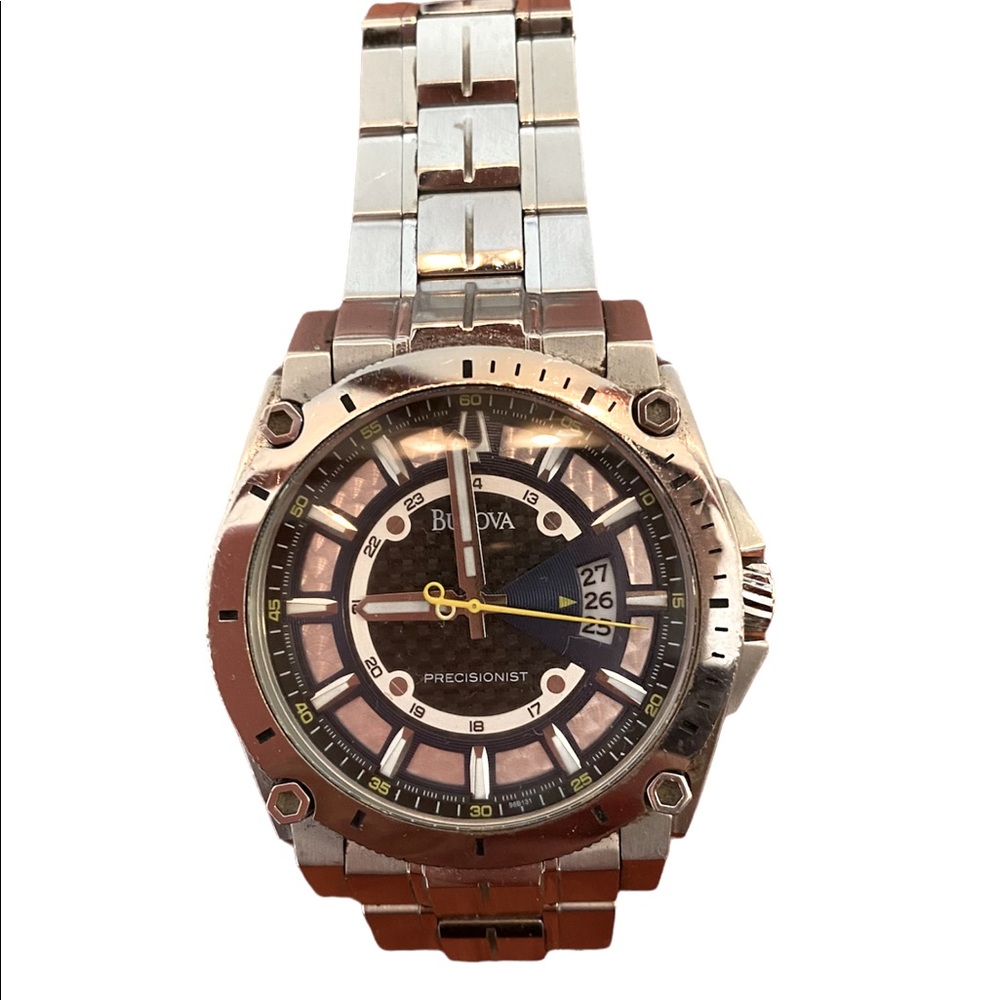 BULOVA PRESISIONIST   Men's St Steel  45 mm Black and  Gray Dial  96B131 300M